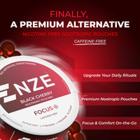NZE Black Cherry Focus Nootropic Pouches (Caffeine Free) - 5 Pack