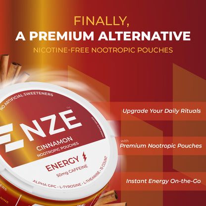 NZE Cinnamon 50mg Caffeine Pouches - 5 Pack