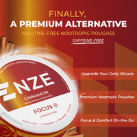 NZE Cinnamon Focus Nootropic Pouches (Caffeine Free) - 5 Pack
