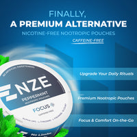 NZE Peppermint Focus Nootropic Pouches (Caffeine Free) - 5 Pack
