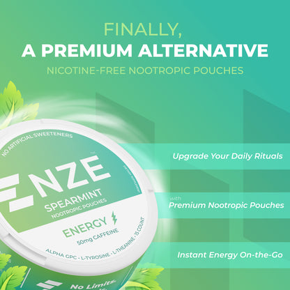 NZE Spearmint 50mg Caffeine Pouches - 5 Pack