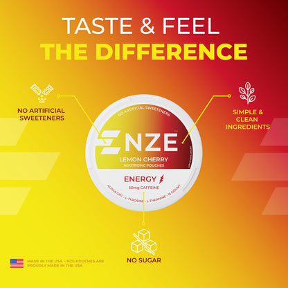 NZE Lemon Cherry 50mg Caffeine Pouches - 5 Pack