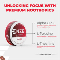 NZE Black Cherry Focus Nootropic Pouches (Caffeine Free) - 5 Pack