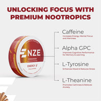 NZE Cinnamon 50mg Caffeine Pouches - 5 Pack