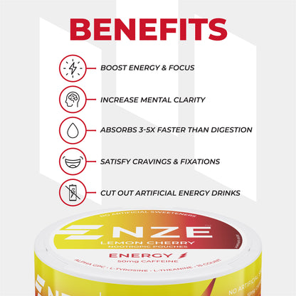 NZE Lemon Cherry 50mg Caffeine Pouches - 5 Pack