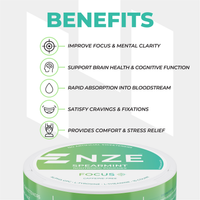 NZE Spearmint Focus Nootropic Pouches (Caffeine Free) - 5 Pack