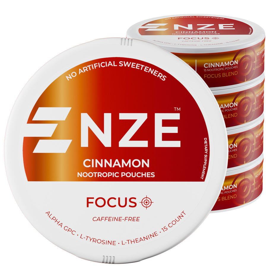 NZE Cinnamon Focus Nootropic Pouches (Caffeine Free) - 5 Pack