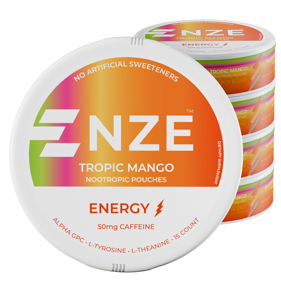 NZE Tropic Mango 50mg Caffeine Pouches - 5 Pack