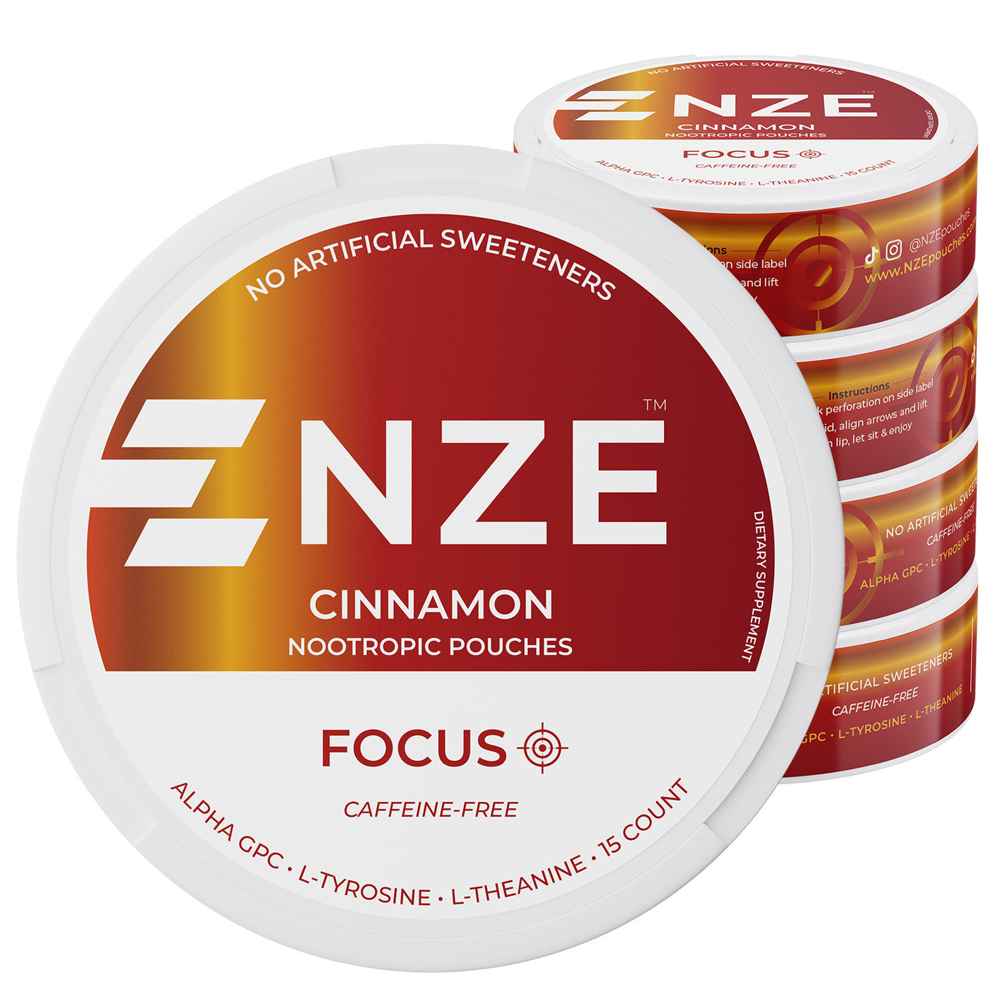 NZE Cinnamon Focus Nootropic Pouches (Caffeine Free) - 5 Pack