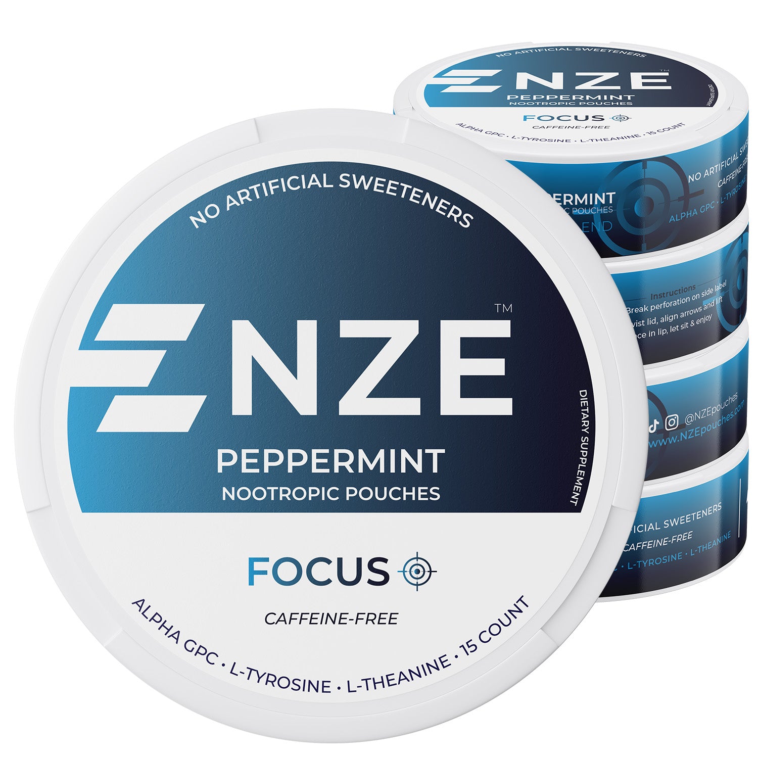Peppermint Focus Nootropic Pouches | Caffeine Free | 5 Pack | NZE