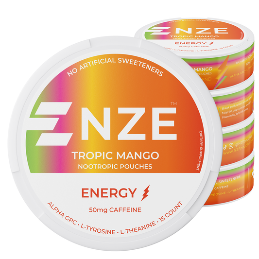 NZE Tropic Mango 50mg Caffeine Pouches - 5 Pack