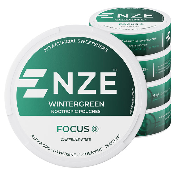 Wintergreen Focus Nootropic Pouches | Caffeine Free | 5 Pack | NZE