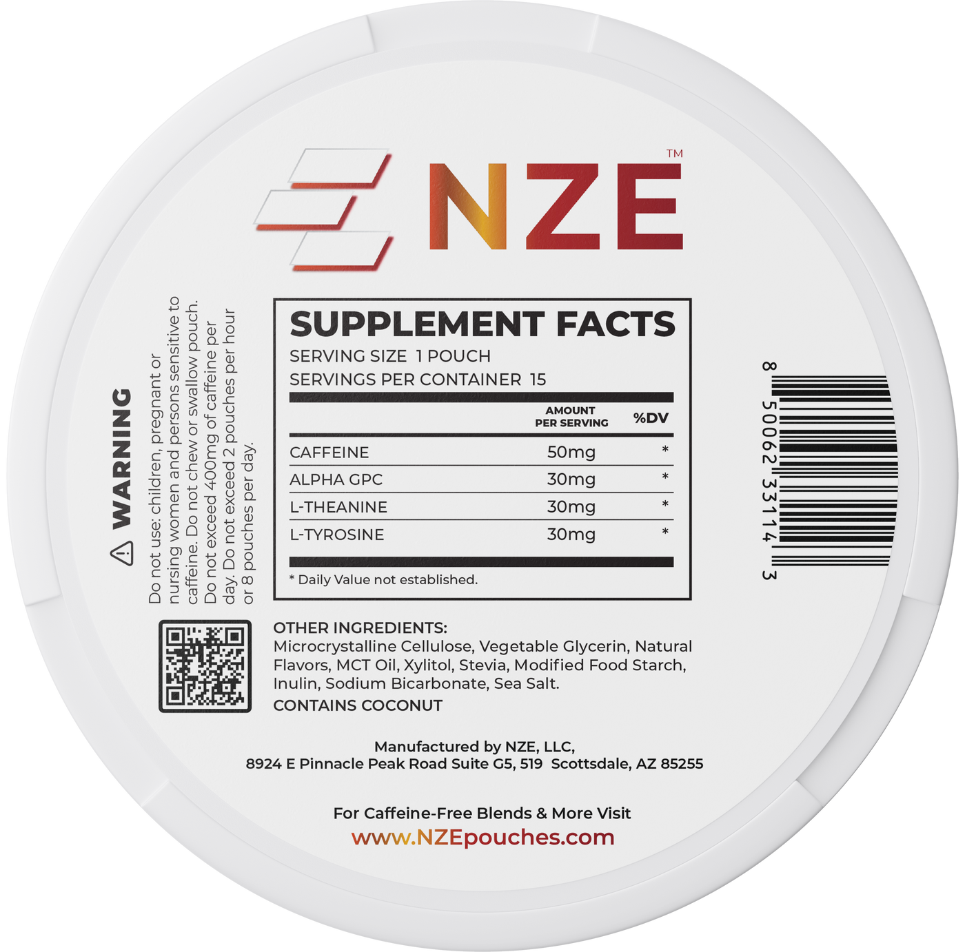 NZE Cinnamon 50mg Caffeine Pouches - 5 Pack