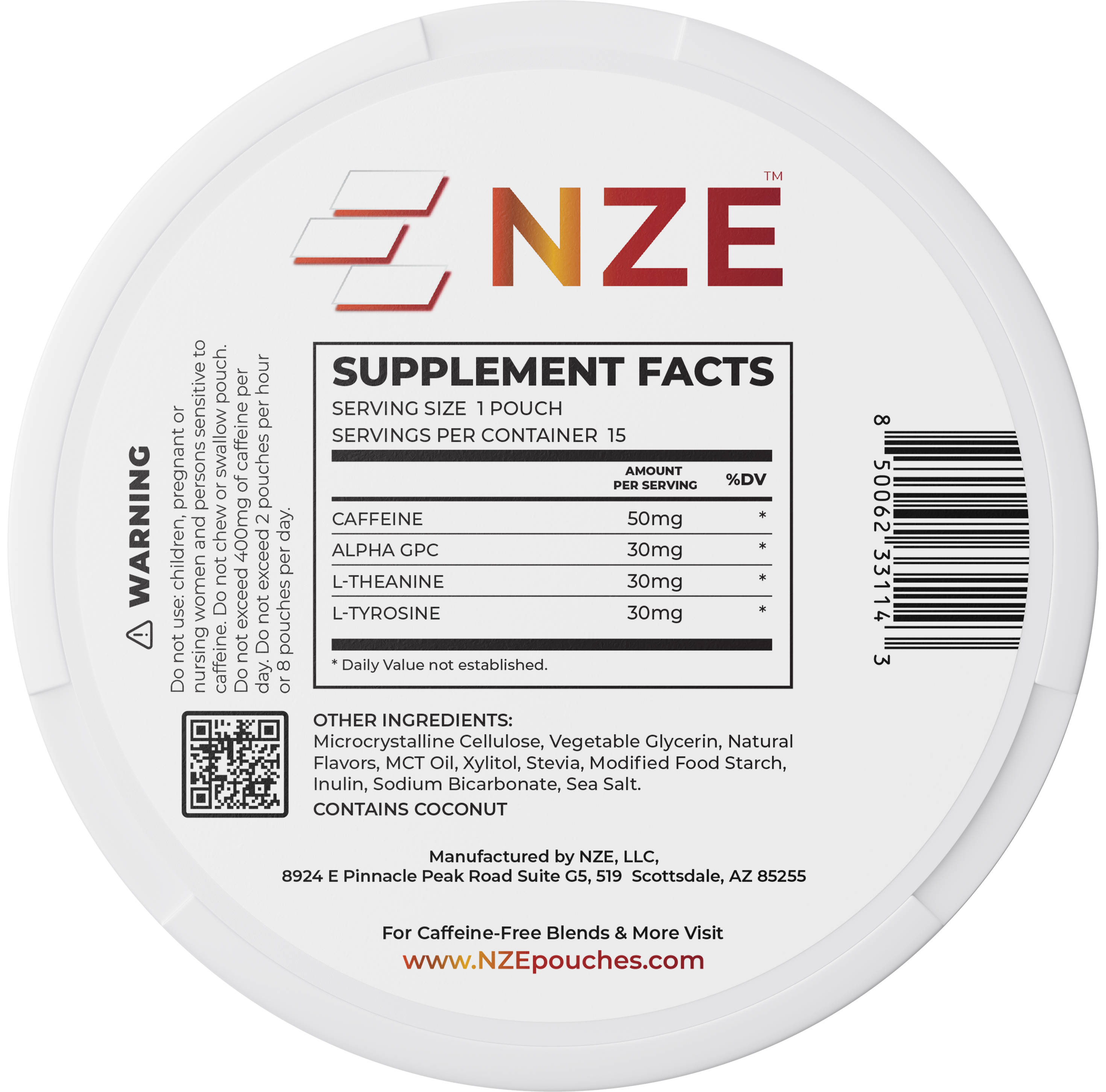 NZE Cinnamon 50mg Caffeine Pouches - 5 Pack