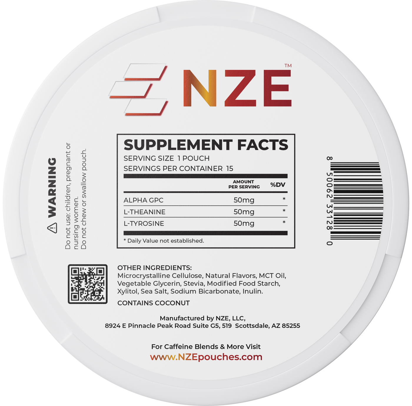 ナルナ プレミアム 30g NZE Cinnamon Focus Nootropic Pouches (Caffeine Free) - 5 Pack · NZE