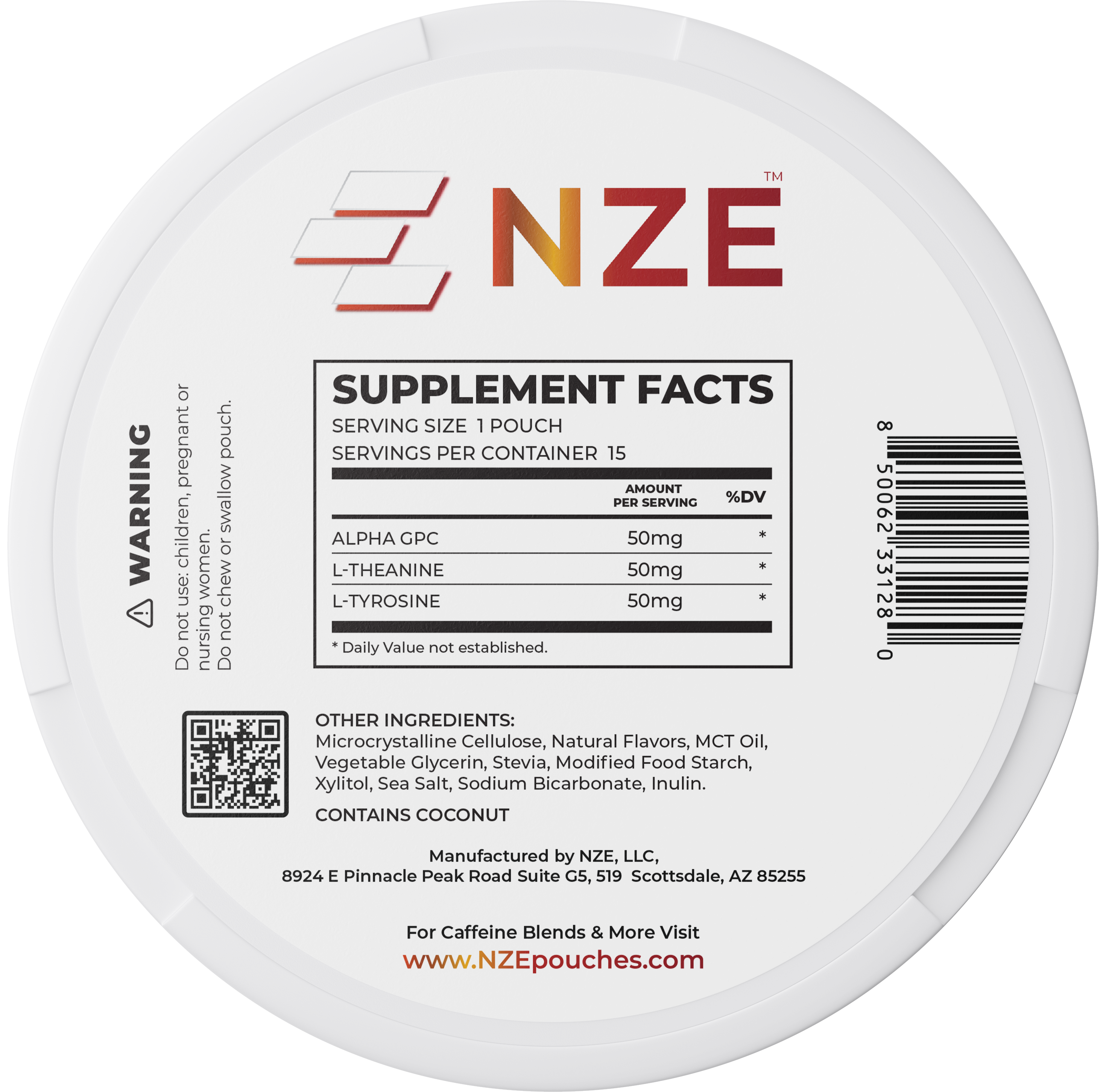 NZE Cinnamon Focus Nootropic Pouches (Caffeine Free) - 5 Pack
