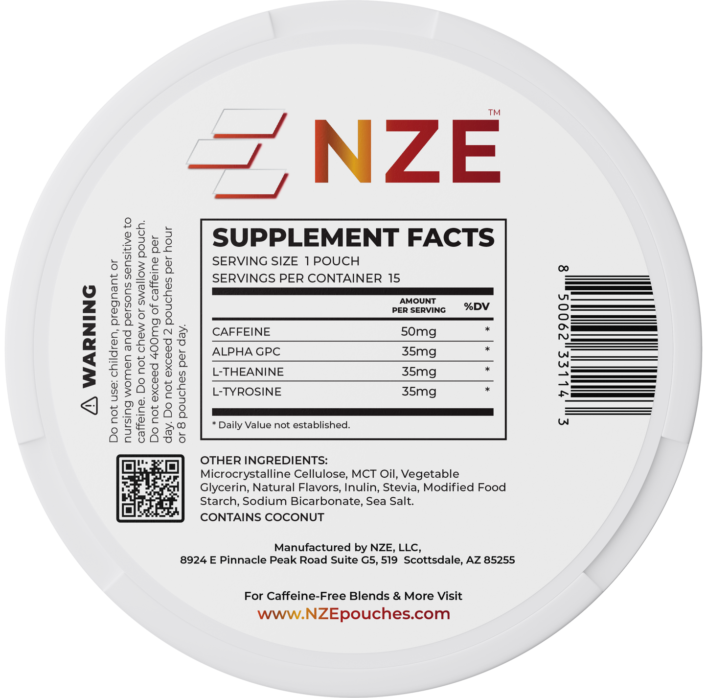 NZE Cinnamon 50mg Caffeine Pouches - 5 Pack