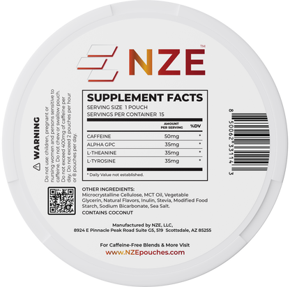 NZE Cinnamon 50mg Caffeine Pouches - 5 Pack