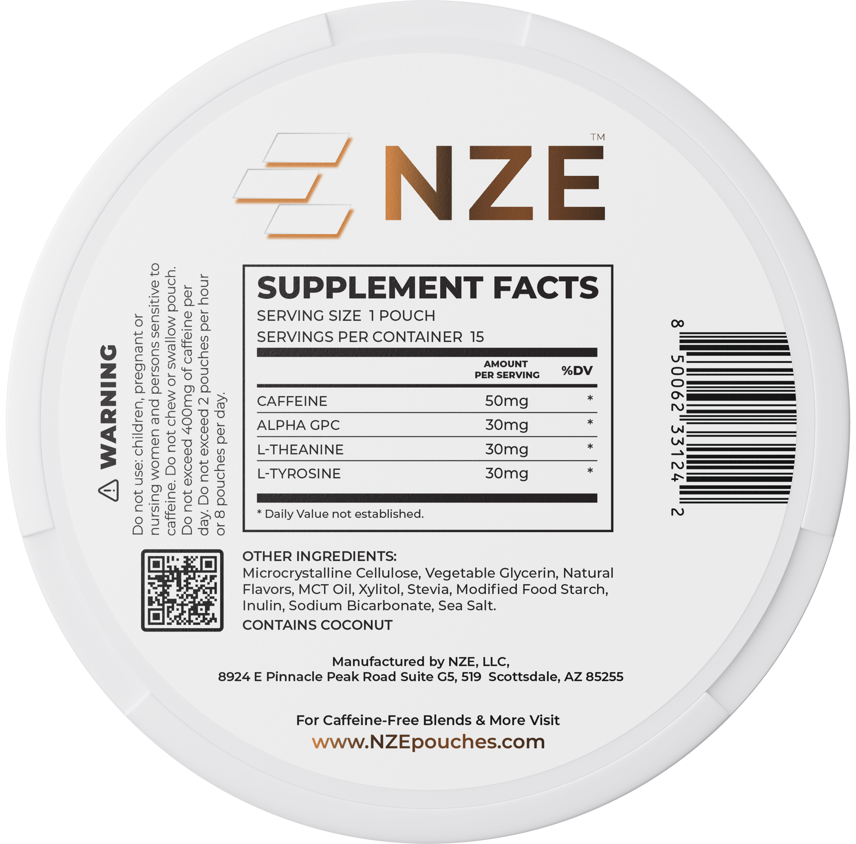 NZE Coffee 50mg Caffeine Pouches - 5 Pack