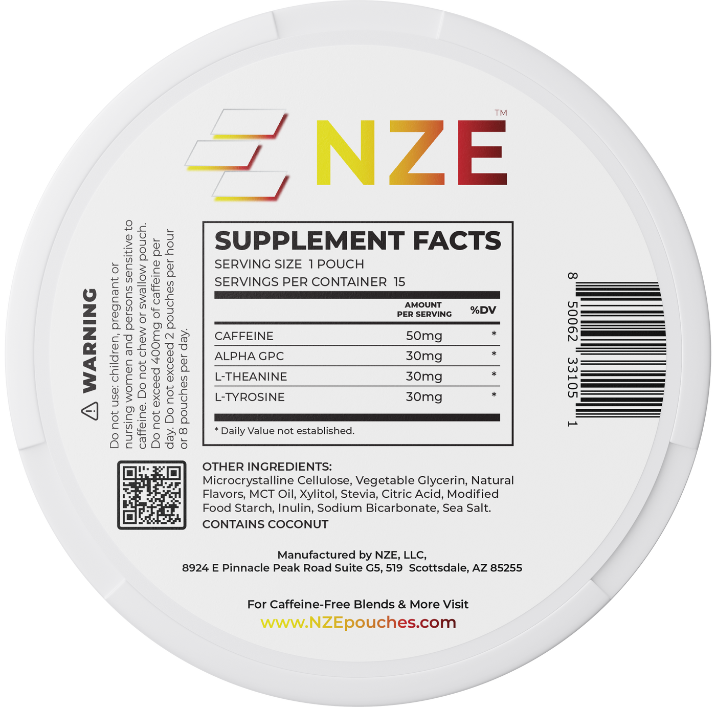NZE Lemon Cherry 50mg Caffeine Pouches - 5 Pack