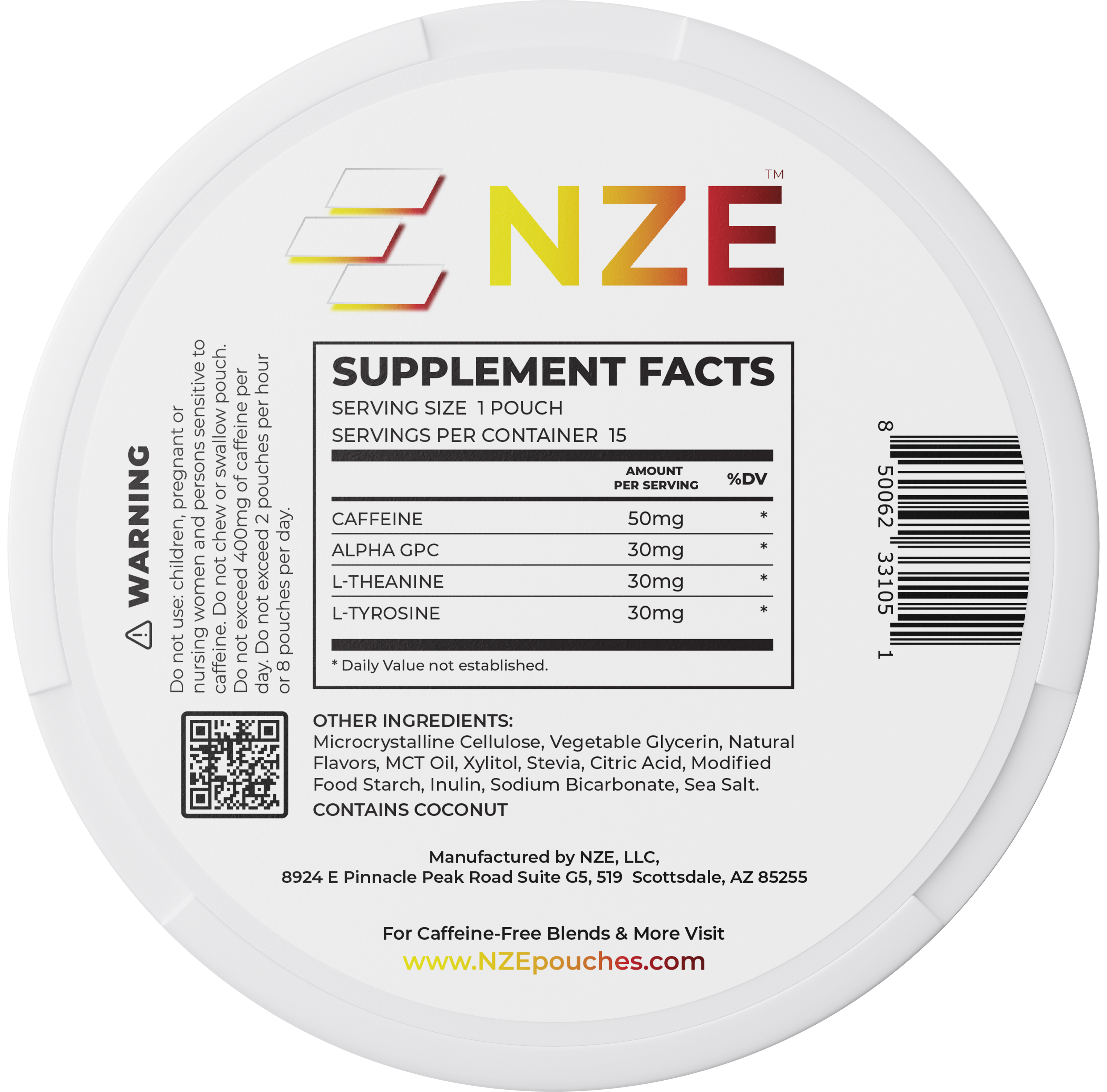 NZE Lemon Cherry 50mg Caffeine Pouches - 5 Pack