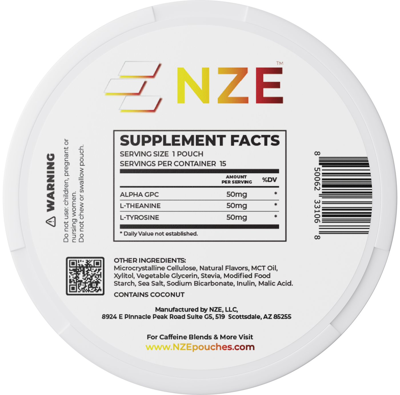 NZE Lemon Cherry Focus Nootropic Pouches (Caffeine Free) - 5 Pack