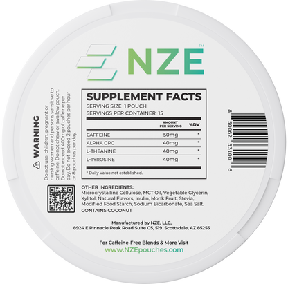 NZE Spearmint 50mg Caffeine Pouches - 5 Pack