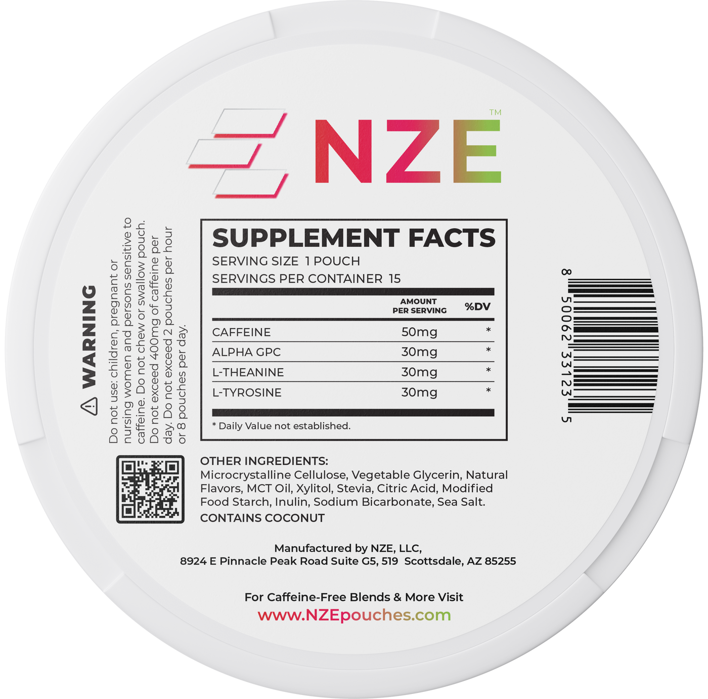 NZE Strawberry Kiwi 50mg Caffeine Pouches - 5 Pack