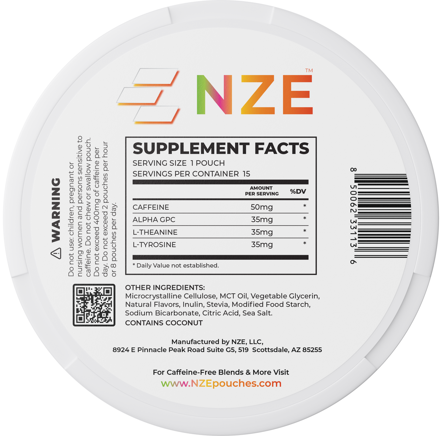 NZE Tropic Mango 50mg Caffeine Pouches - 5 Pack