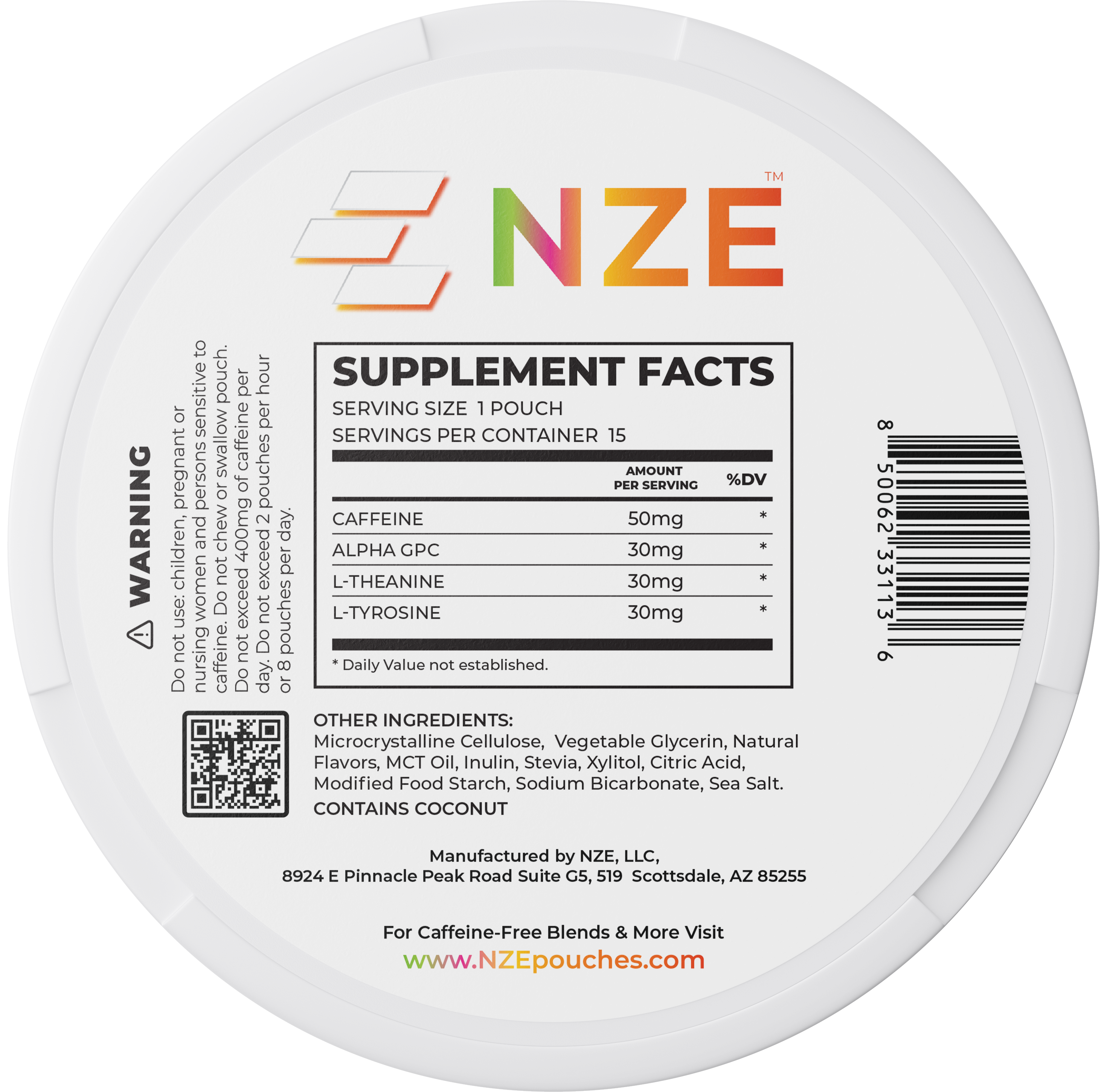 NZE Tropic Mango 50mg Caffeine Pouches - 5 Pack