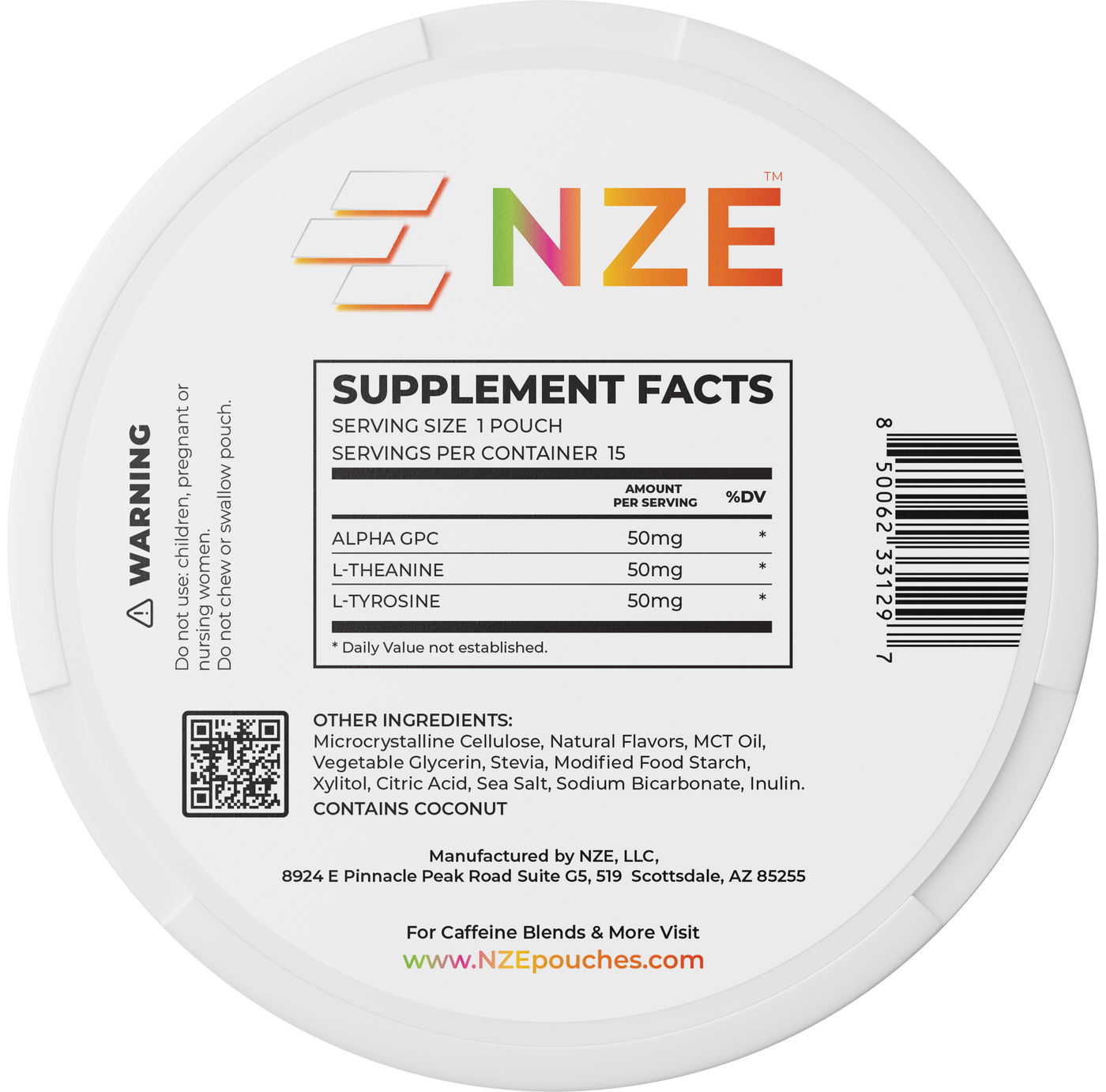 NZE Tropic Mango Focus Nootropic Pouches (Caffeine Free) - 5 Pack