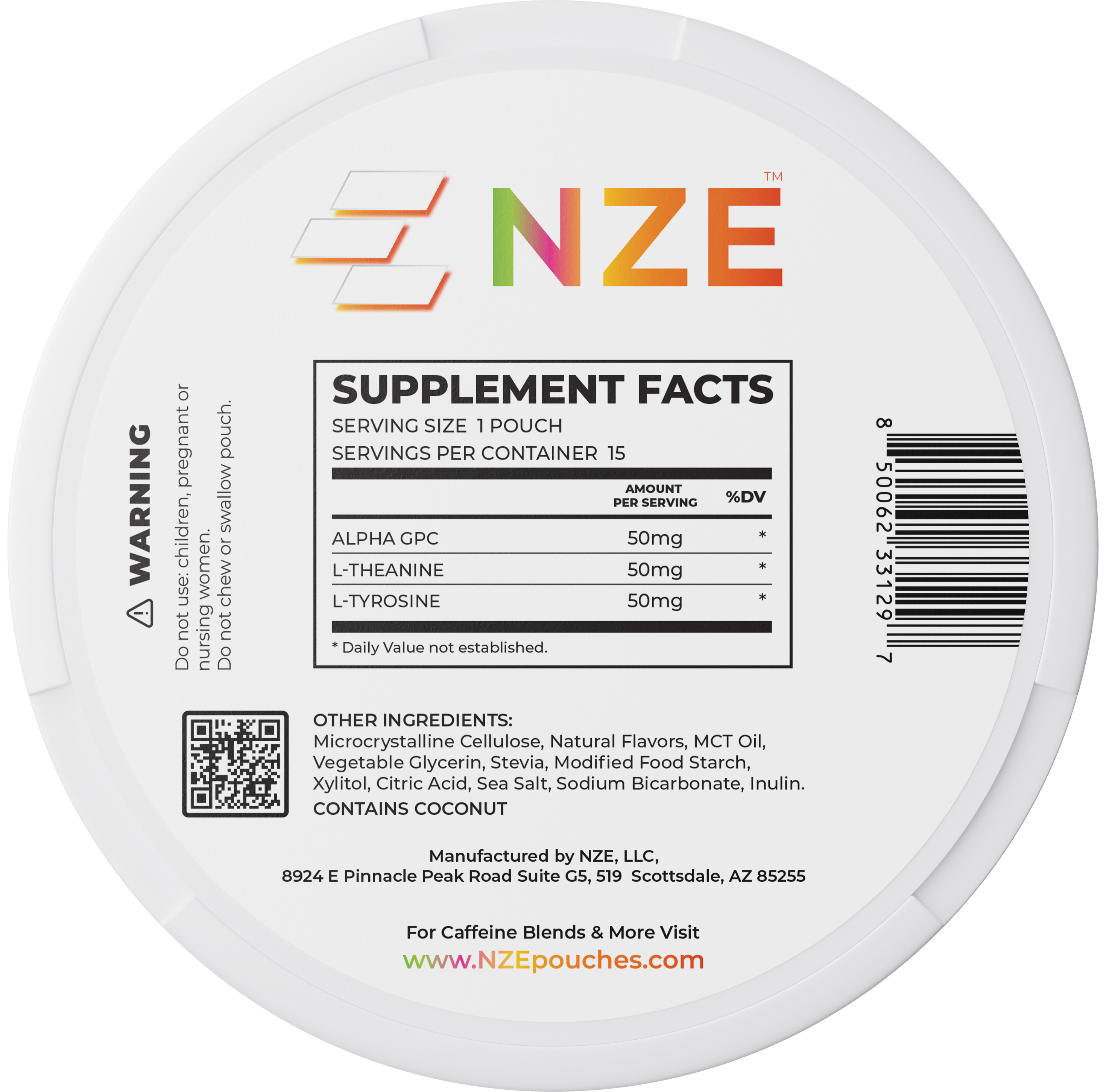 NZE Tropic Mango Focus Nootropic Pouches (Caffeine Free) - 5 Pack