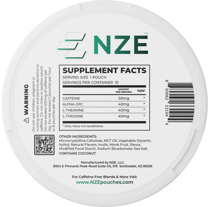 NZE Wintergreen 50mg Caffeine Pouches - 5 Pack