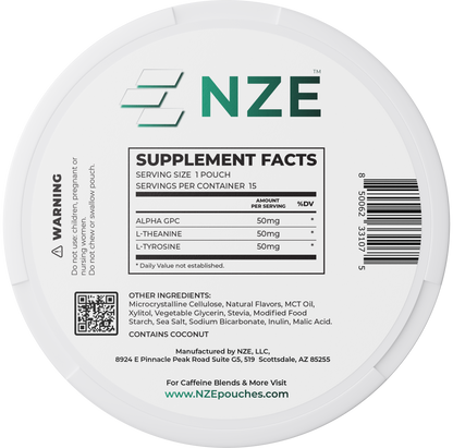 NZE Wintergreen Focus Nootropic Pouches (Caffeine Free) - 5 Pack